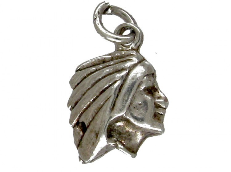 Silver Red Indian Charm