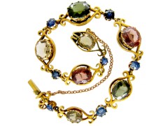 Sapphire & Zircon 18ct Gold Bracelet
