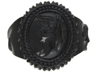 Carved Whitby Jet Bangle