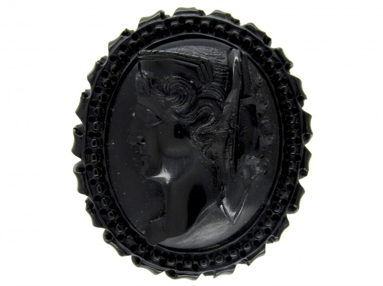 Carved Whitby Jet Brooch