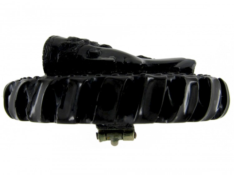 Carved Whitby Jet Brooch