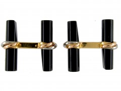 Gold & Onyx Baton Bar Cufflinks by Cartier