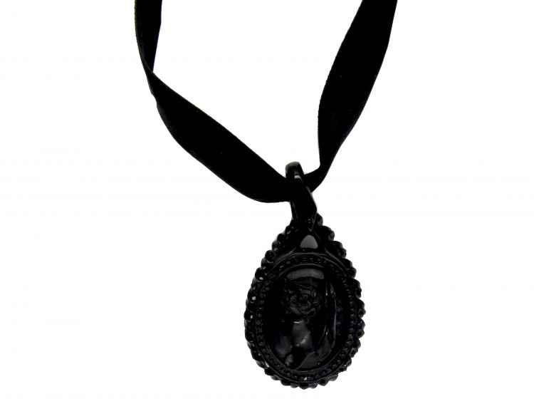 Carved Whitby Jet Pendant