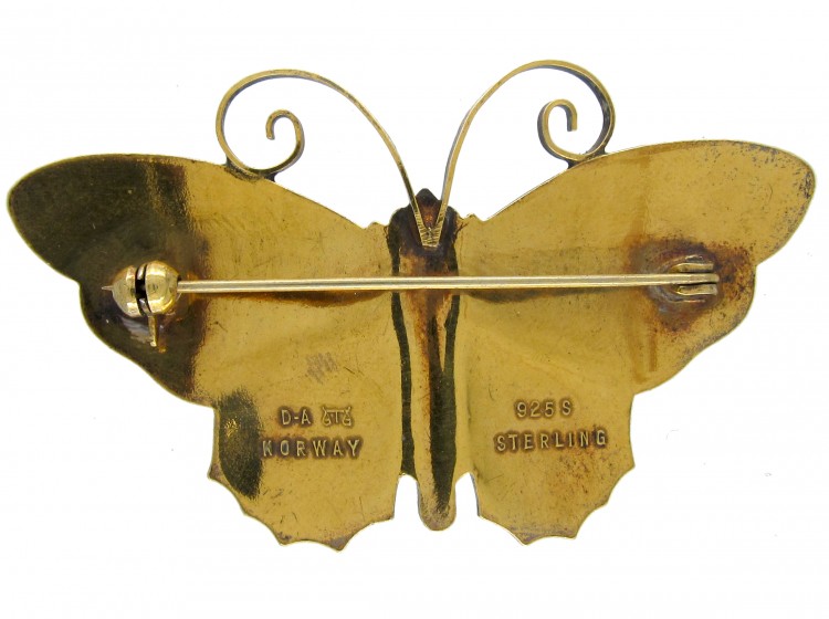 Silver & Enamel Butterfly Brooch