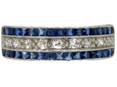 Sapphire & Diamond Art Deco Half Hoop Ring