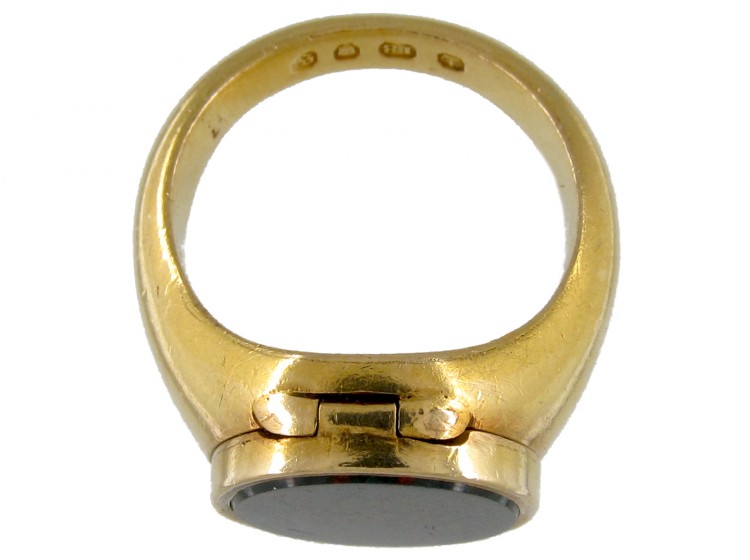 Opening 18ct Gold & Bloodstone Signet Ring