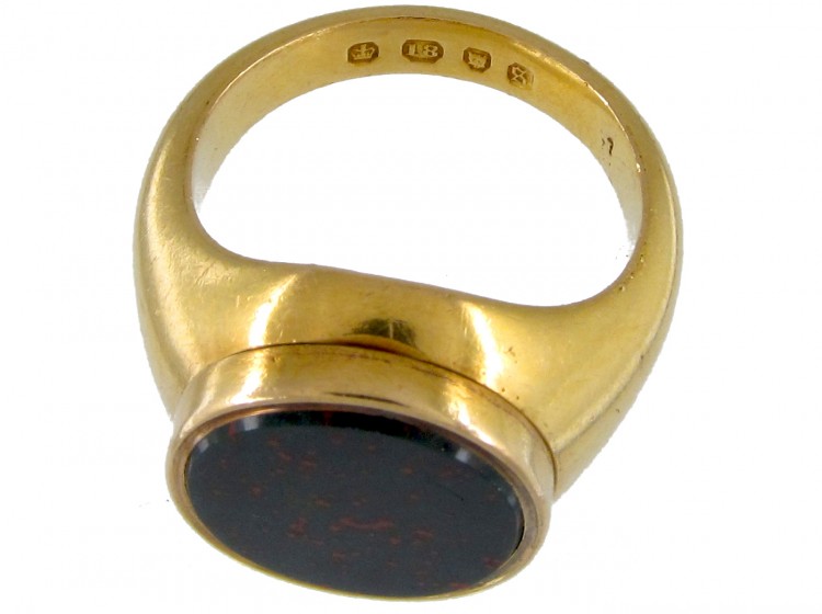 Opening 18ct Gold & Bloodstone Signet Ring