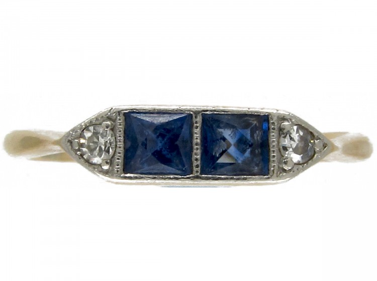 Double Sapphire Art Deco Ring