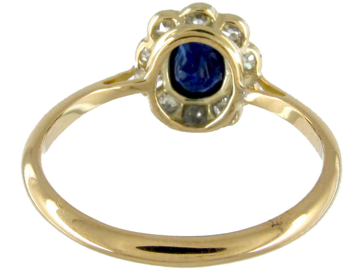Edwardian Sapphire & Diamond Cluster Ring (318E) | The Antique ...