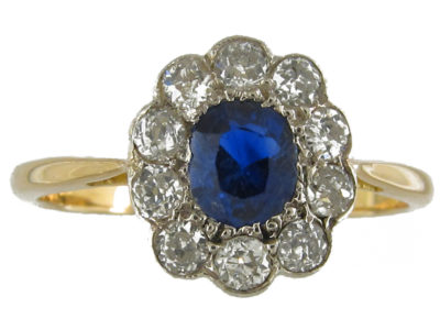 Edwardian Sapphire & Diamond Cluster Ring