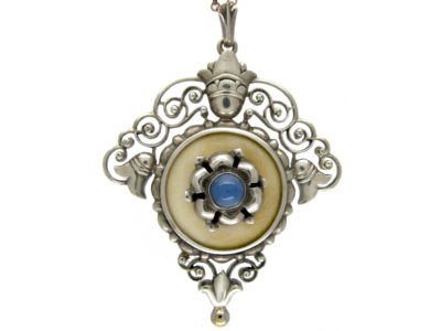 Art Nouveau Silver Pendant on Chain by Meyer