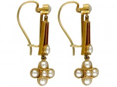 15ct Gold & Natural Pearl Drop Earrings