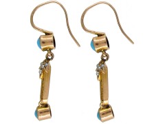 Edwardian Turquoise & Seed Pearl Drop Earrings