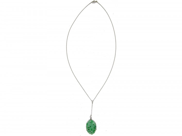 Art Deco Jade Pendant on Chain