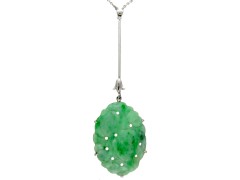 Art Deco Jade Pendant on Chain