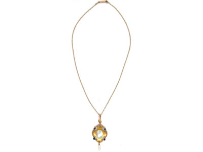 Art Nouveau Gold Pendant on Chain