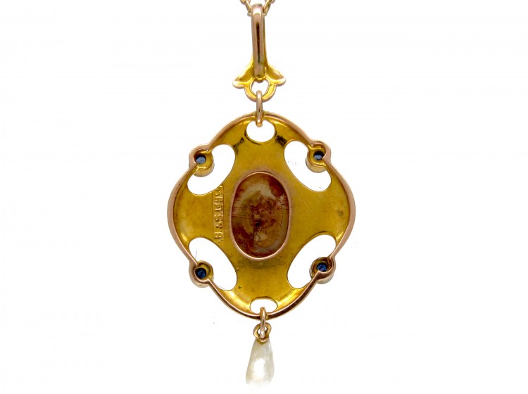 Art Nouveau Gold Pendant on Chain