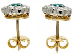 Emerald & Diamond Cluster Earrings