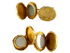 Victorian Gold Engraved Seal Opening Locket Cufflinks