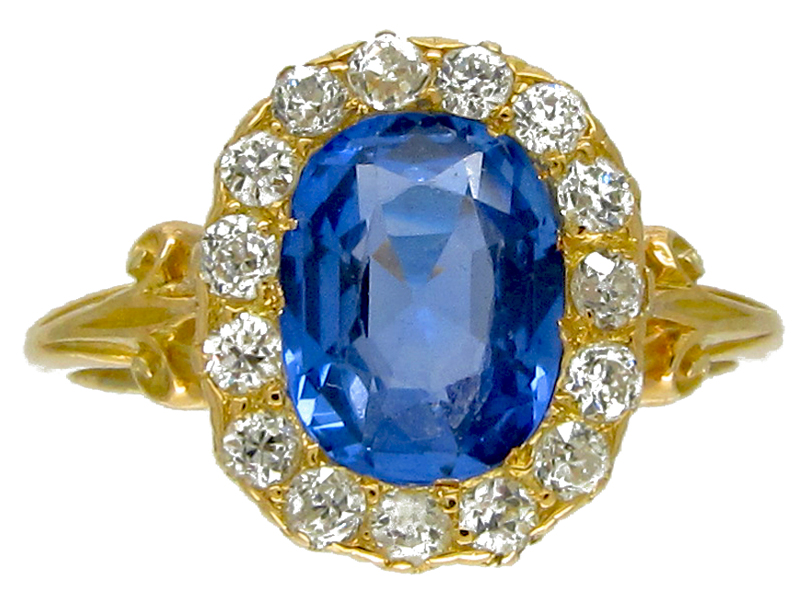 Edwardian Sapphire & Diamond Ring (263E) | The Antique Jewellery Company