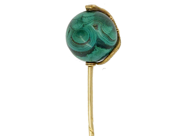 Gold & Malachite Salamander Tie Pin