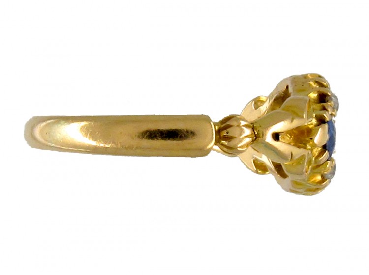 Edwardian Sapphire & Diamond 18ct Gold Cluster Ring