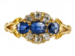 Edwardian Sapphire & Diamond 18ct Gold Cluster Ring
