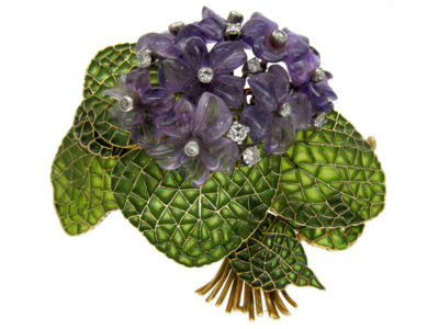 Pansy 18ct Gold & Plique-à-Jour Enamel Brooch