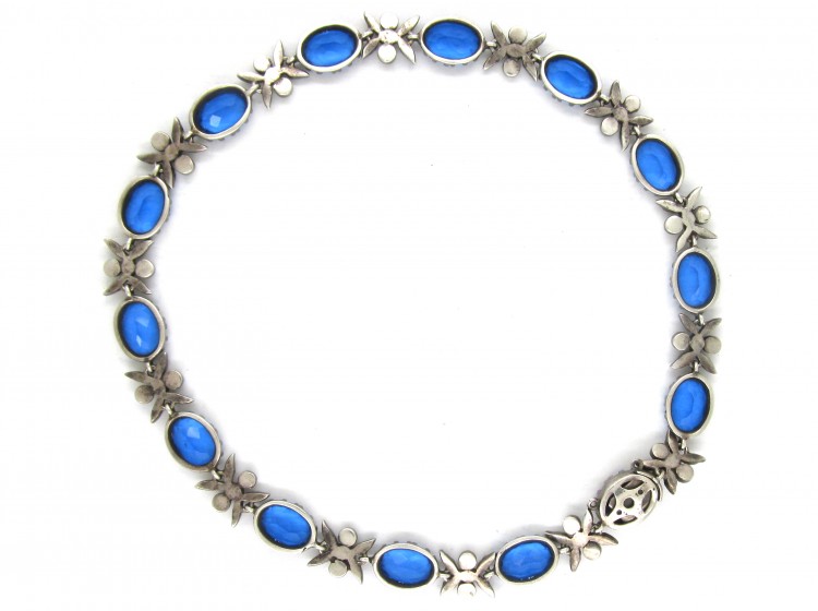 Blue & White Victorian Paste & Silver Collar