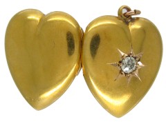 Victorian Diamond Set 15ct Gold Heart Locket