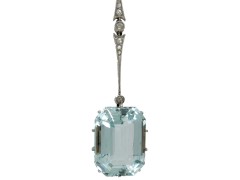 Aquamarine & Diamond Drop Pendant in Original Case