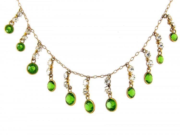 Green & White Paste Gold Necklace
