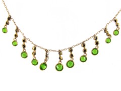 Green & White Paste Gold Necklace