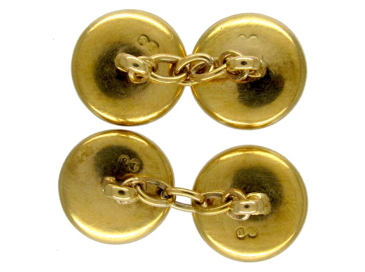 18ct Gold & Enamel Key Design Cufflinks
