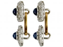 Art Deco Cabochon Sapphire & Diamond Cufflinks