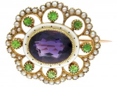 Truly Venusian Suffragette Jewellery 925 Sterling Silver Amethyst Peridot Seed Pearl Dropper Earrings