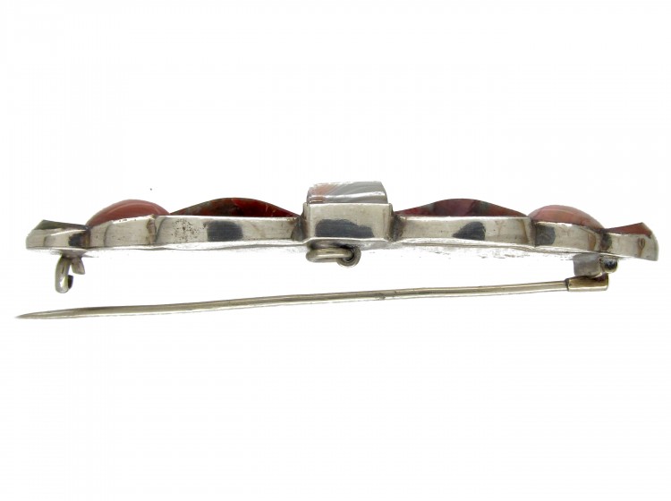 Scottish Silver & Agate Bow Brooch