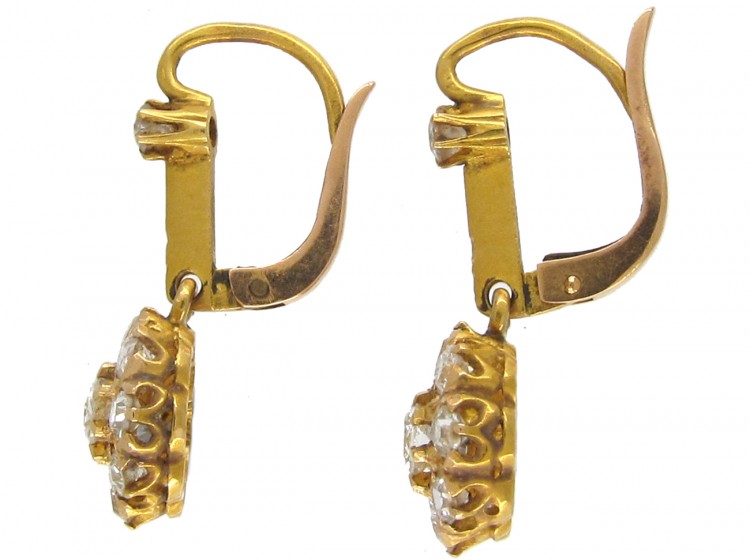 Edwardian Diamond Drop Cluster Earrings