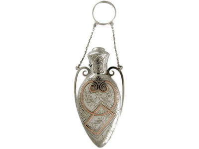 Victorian Silver & Gold Overlay Scent Bottle Pendant