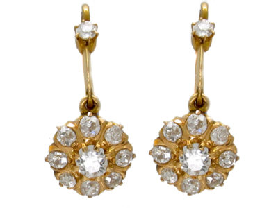 Edwardian Diamond Drop Cluster Earrings