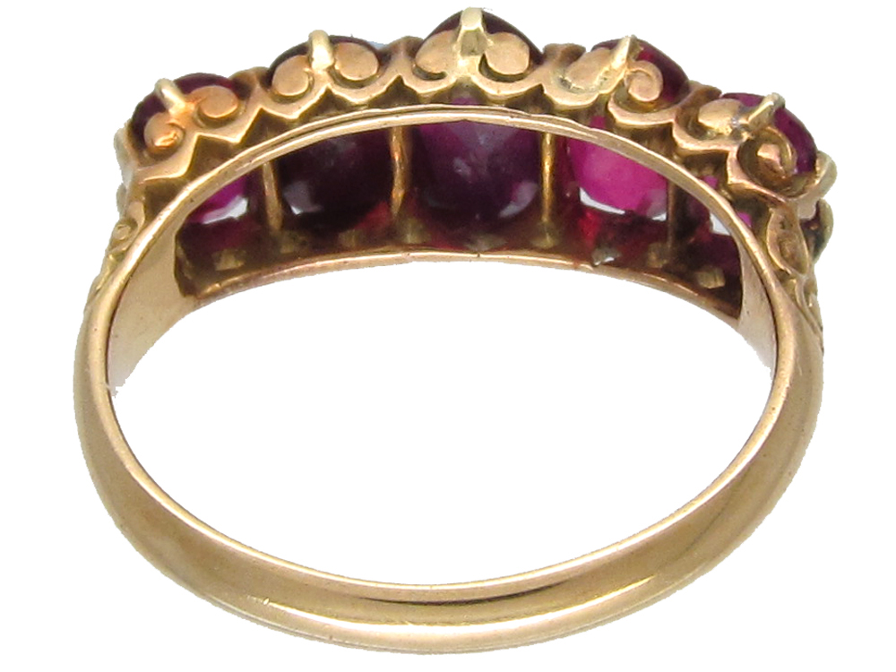 Victorian Five Stone Ruby Ring (460E) | The Antique Jewellery Company