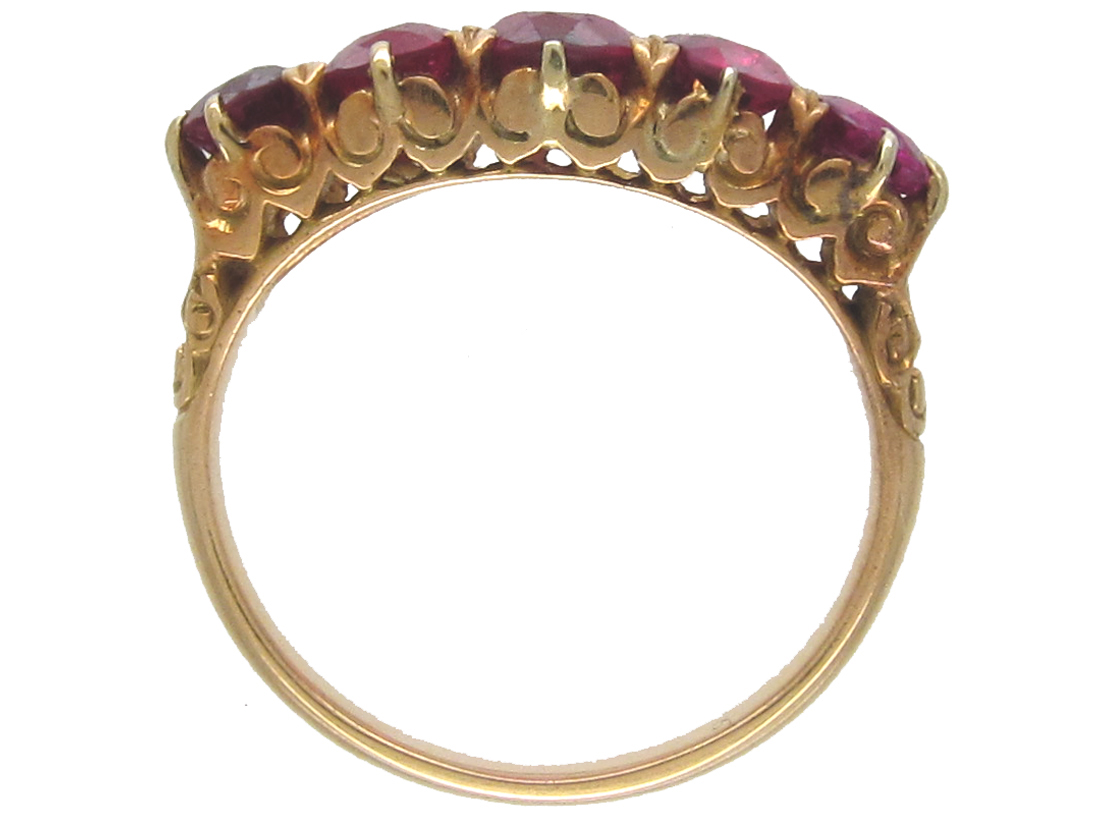 Victorian Five Stone Ruby Ring (460E) | The Antique Jewellery Company