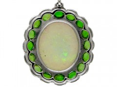 Edwardian Opal & Green Garnet Pendant in Original Case