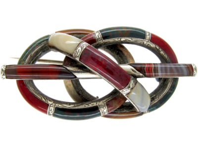 Victorian Silver Scottish Agate Knot Brooch