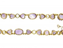 Heart Shape Amethyst & Rock Crystal 18ct Gold Necklace