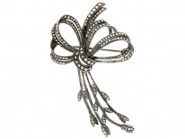 Large Marcasite & Silver Bow Brooch