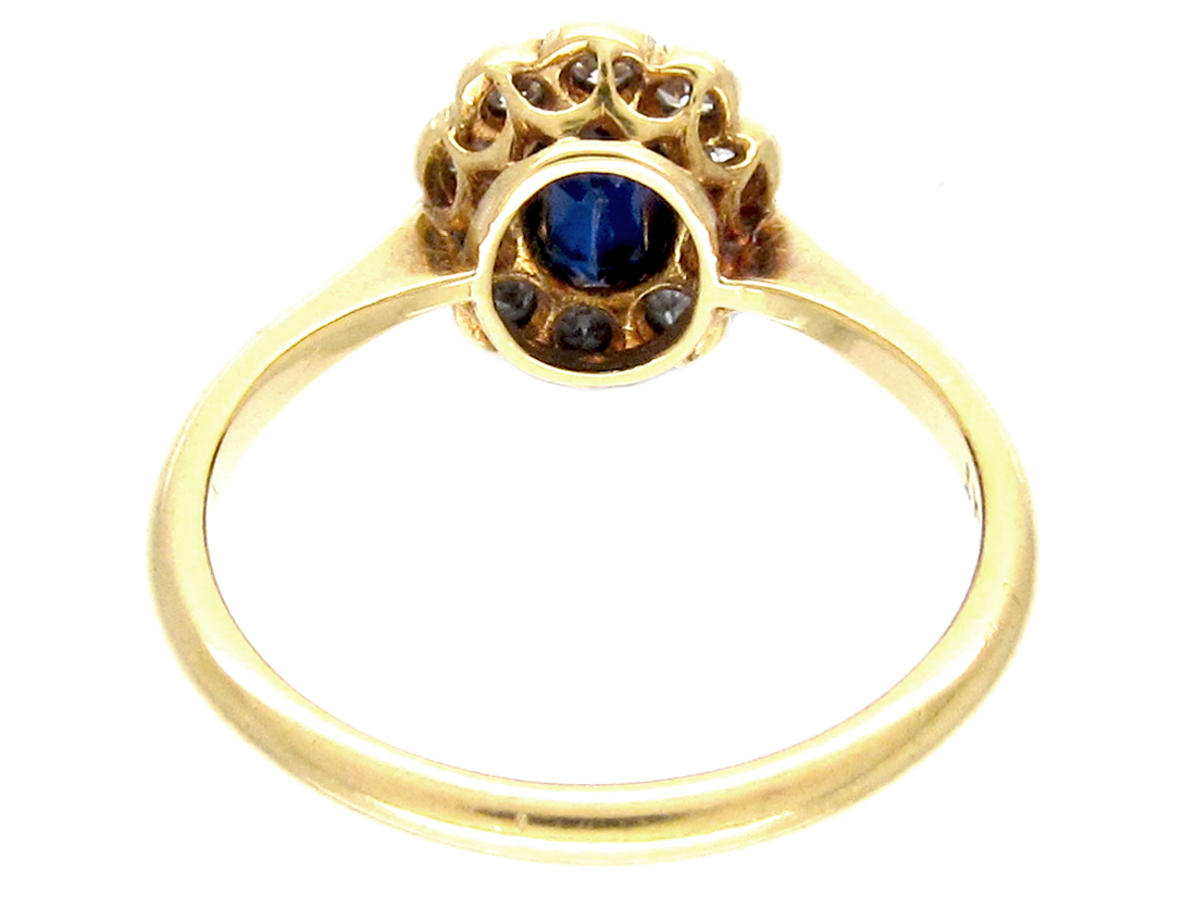 Edwardian Sapphire & Diamond Cluster Ring (492E) | The Antique ...