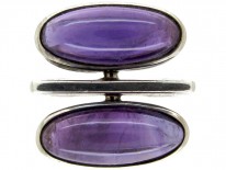 Double Cabochon Amethyst Silver Ring