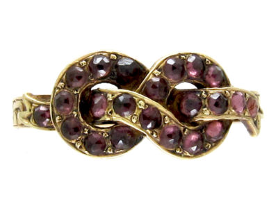 Georgian Gold & Garnet Lover's Knot Ring