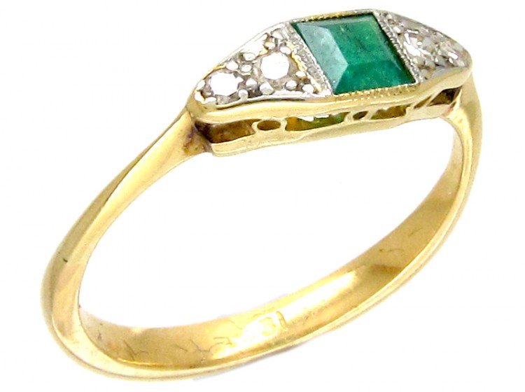 Emerald & Diamond Art Deco Ring